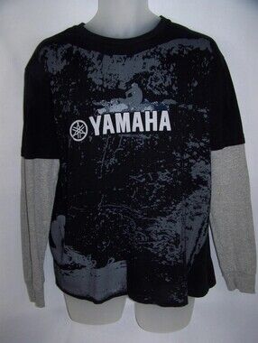 Yamaha Snowmobile Shirt Long Sleeve Black Grey Canada Cotton Mens size Medium